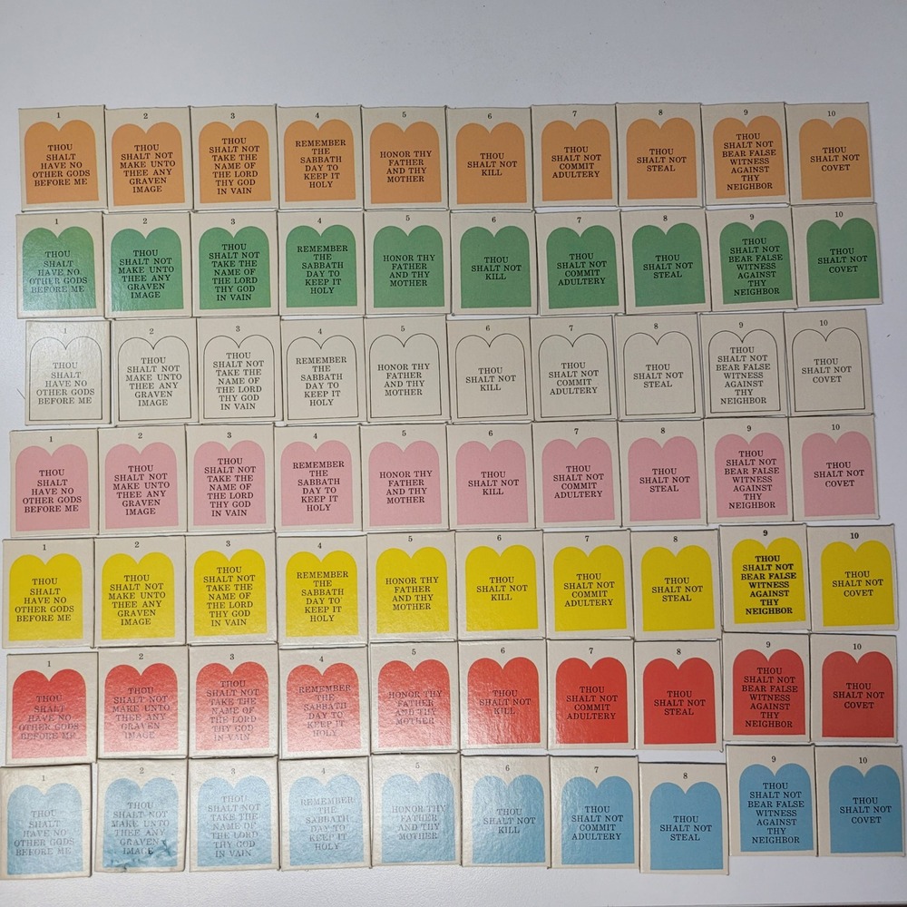 Ten Commandments Bible Game Pieces Cardboard Replacement Parts MultiColor